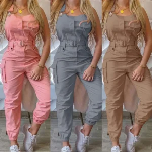 Women's work overalls, waistband, sleeveless overalls, simple leggings Womenswear Suits