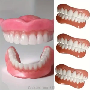 Easy to Install Denture Set, Suitable for Seniors - Upper And Lower Dentures, Flexible Mounting to Suit All Tooth Shapes, Promoting Confidence And Smile lobster clasp safety chain shimmer and shine bindi