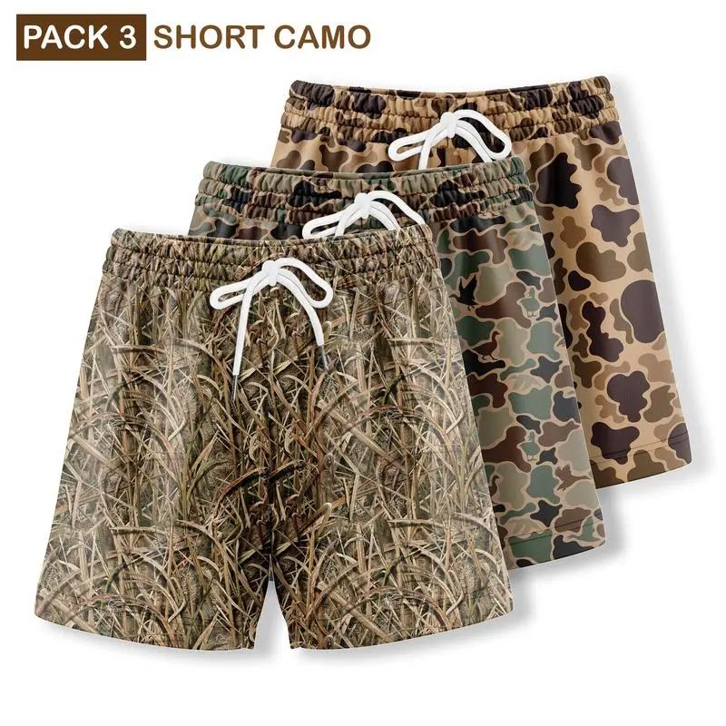 Pack 3 Duck Hunting Camo Shorts With 5 Inch Inseam, for Men & Women At the Gym, Basketball Camo Mesh Short, Gift for him, Gift For Her, Gym Gift