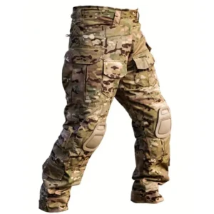 Men's Outdoor Tactical Pants (With Knee Pads) Camouflage Cargo Pants Hiking Pants Without Belt Black Sports Protective Gear