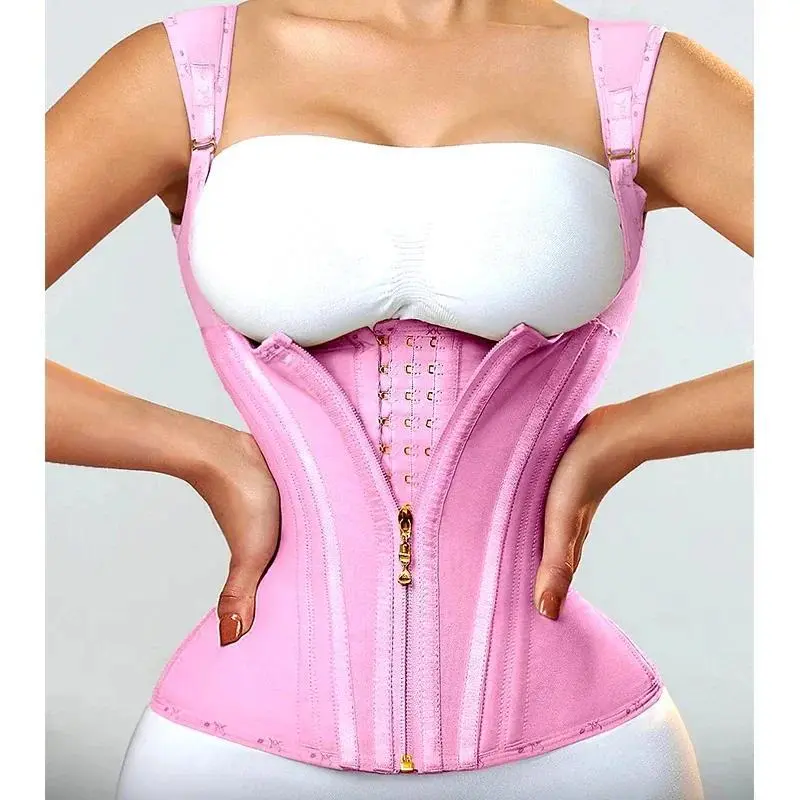 Postpartum Recovery Must-Have! Medical Grade Fajas Girdle, Double Support for C-Section, Strong Compression for Back Support & Slim Silhouette Corset Shapewear Pink