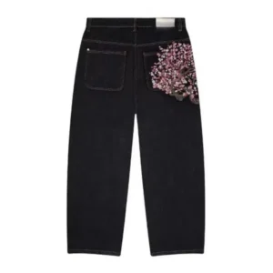 New streetwear - Retro blue jeans - 21st century Y2K style clothing - Men's hip-hop letter decal embroidery - Classic blue loose jeans - Mid-calf high-waist wide-leg pants - Street fashion - Trendy clothing