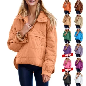 Tanming Women's Oversized Hooded Puffer Jacket Quilted Lightweight Winter Warm Pullover Padded Hoodies Coat