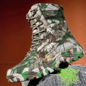 Men's High Top Hiking Boots - All Season Breathable Hiking Shoes, Camouflage Pattern, Suitable For Hiking And Casual Wear, Lace Up Closure, Solid Color, High Top, PU Upper, Fabric Lining, Rubber Sole, Flat Toe - Men's Hiking Shoes