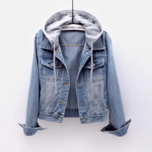 Spring and Autumn Short Slim Hooded Jacket Casual Fashion Denim Jacket