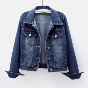 Spring and Autumn Style Denim Jacket Women's Short Slim Fit Simple All match Jacket Washed Cardigan Single breasted Long sleeved Top Trendy Casual Dress Womenswear Button Coats Jeans Original Basic Jumpsuit Pocket Fitted Minimalist