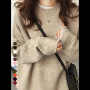 Women's Solid Drop Shoulder Long Sleeve Sweater Pullover, Casual Fashion Round Neck Jumper for Fall & Winter, Women's Knitwear for Daily Wear