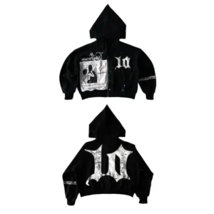 Black cotton Gothic zip up hoodie Harajuku fashion unisex jacket stylish hoodie, 2000s designer clothing zip up hoodie Easter tops fit casual trendy fabric womenswear comfortable soft sweatshirts pullover long sleeve fitted loose Athletic Chic