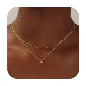 Layered Initial Necklaces for Women Trendy, 14K Gold Plated Letter A-Z Pendant Necklace Tiny Initial Personalized Monogram Layered Gold Initial Necklaces Women Jewelry Stainless Steel Cross japanese chainmail a bandana necklace gold by charlotte lotus