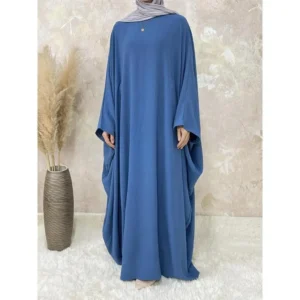 Elegant batwing sleeve Ramadan solid maxi length dress-simple loose modest women's clothing Abaya Muslim Thobe Islamic Jilbab Basic