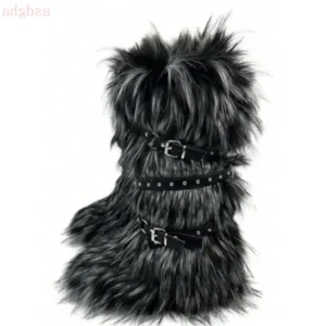 Snow Boots Belt Fur Fur Knee-Boots Women Girl Footwear Design.SD