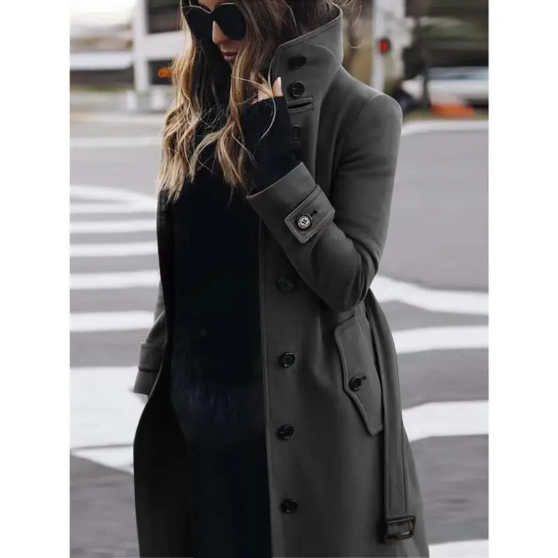 Autumn and Winter New Slim Fit Woolen Overcoat Women's Clothes Coat