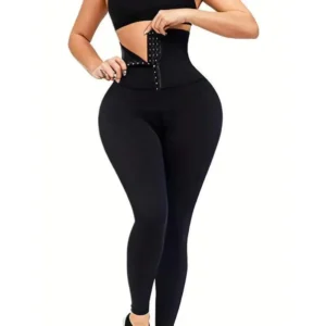 Women's Hook & Eye High Waist Sports Leggings, Quick Drying High Stretch Solid Color Butt Lift Skinny Pants, Ladies Sportswear for Indoor Outdoor Wear