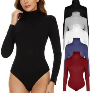 Women'sMockTurtleNeckLongSleeveBodysuitJumpsuitBasicLightweightLayeringFallWinterWarmThermalUnderwearForDailyWear,CasualComfySoftWomenswearcasualcomfyTopsLadybodyconbodysuitComfortSpringTurtleneckMinimalistBlouses & Shirts