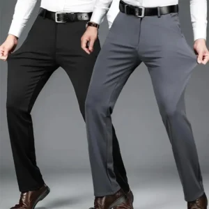 Men'sSummerThinFashionBusinessCasualSuitPantsLongPantsMen'sElasticStraightSleeveFormalPantsPlusSizeMenswearTrouserBeigeMotocrossBlouses & Shirts