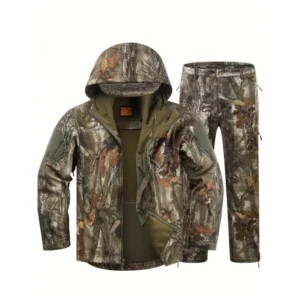 WCW- Men's Hunting Suit, Silent Camouflage Hunting Jacket and Pants, Waterproof Hunting Suit, Deer Duck Bow Hunting(Raincoats)