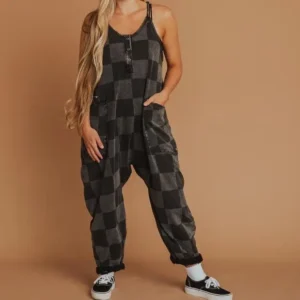 Women's Oversized Tank Romper Casual Comfortable Fun Jumper Breathable Trendy Fabric Fit Lightweight Womenswear Overalls Style Suits Top Black Bridal Jumpsuit Sleeveless