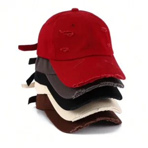 1pc Men Solid Color Distressed Baseball Cap, Suitable For Spring And Summer Sun Protection And Daily Wear van cleef holiday pendant 2025