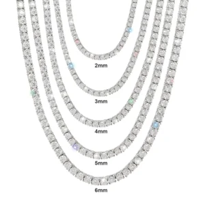 Full Moissanite Synthetic Tennis Necklace 18K Gold Plated 2-6MM 16-24 Inch VVS1 Clarity Black Friday 2025 Gift Men & Women, Perfect Hip Hop, Rappers, PartyGirlfriend Boyfriend Birthday Engagement Hiphop Wedding Environmental initial neck bottega earrings