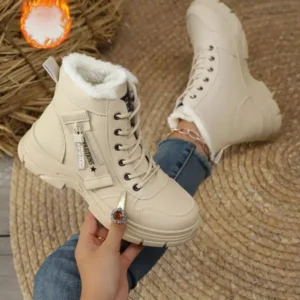 Women'sFallWinterFashionSnowBoots,PULeatherWaterproofMid-CalfBooties,CasualStyleThickSoleAnkleBootsforWomenBlouses & Shirts