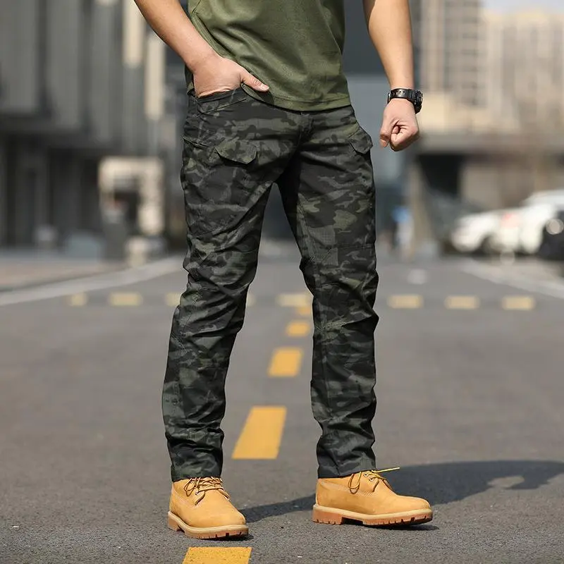 Spring Tactical Pants Men's Camouflage Pants Overalls Autumn Outdoor Multi-Bag Wear-Resistant Training Pants Casual Pants