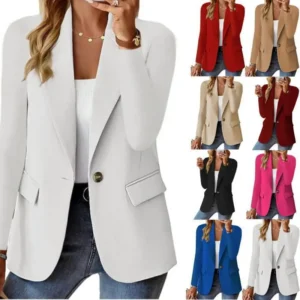 2025 Autumn Long Sleeve Solid Color Cardigan Blazer for Women Chic Elegant