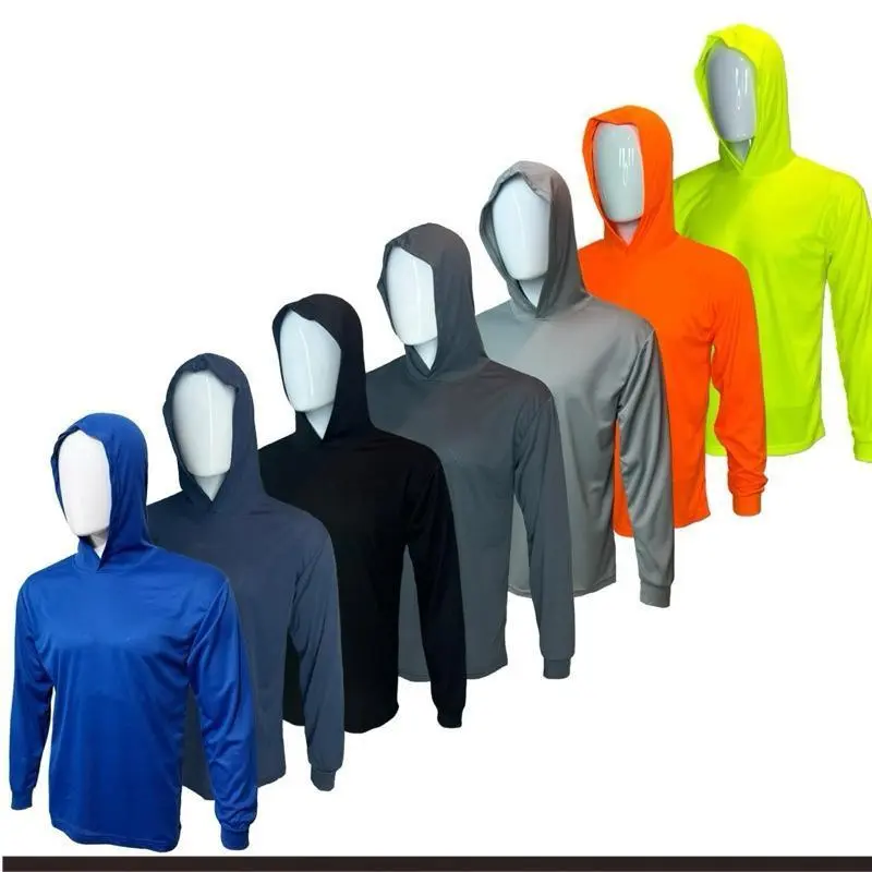 7 PACK SHIRTS - Hi Visibility ultra light weight Long sleeve hoodie shirt / polyester birdeye Fabric for quick dry Menswear Sweatshirts Man Pullover Casual Activewear Athletic Beige Mixed Variety