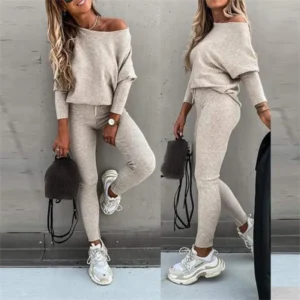 2025 FW ChicMe Women's 2 Piece Lounge Outfit Long Sleeve Pullover Tops Drawstring High Waisted Pants Set Tracksuit