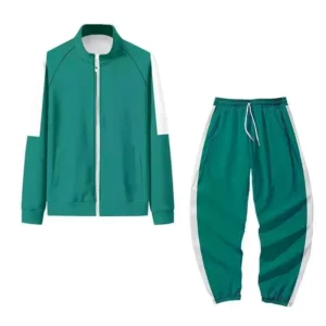 SquidG3 Custom Number Green Tracksuit Jacket and Track Pants and Customizable Number Unisex Casual Sports Tee for Halloween & Themed Parties. casual graphic sweatsuit set