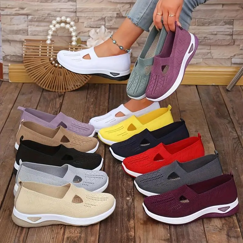 RainCore|PlusSizeWomen'sSlip-Ons-AiryMeshSneakerswithHollowCut-OutDesign|Lightweight&CuteforOutdoorWalking,All-SeasonCasualComfortBlouses & Shirts