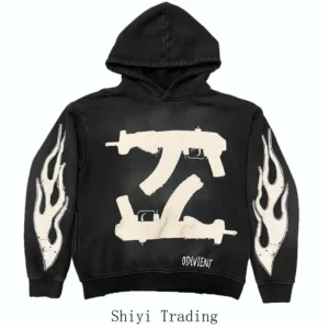 Men's Gothic Hoodie - Printed Sweatshirt Loose Casual Long Sleeve Streetwear Top Diving Suit Men's Clothing Bestselling Motorcycle Off-road Racing Black