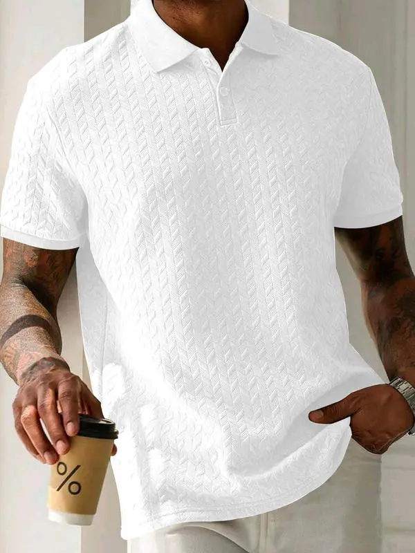 Men'sRegularFitTextured?PoloShirt,CasualShortSleeveCollaredTopforSummer,FashionMen'sClothesforDailyWearBlouses & Shirts