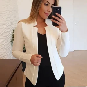 202 Autumn Winter Fashion Versatile Long Sleeve Open Front Casual Blazer Small Suit Jacket Womenswear Basic Chic Elegant