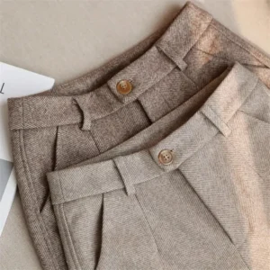 Woolen Pants Women's Harem Pencil Pants Autumn Winter High Waisted Casual Suit Pants Office Lady Women Trousers Leg Jeans Timbs