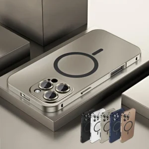 Alloy Aluminum Mag Safe Magnetic Case for iPhone 16 15 14 Pro Max, Ultra Thin Metal Phone Case Full Coverage Lens Protective Wireless Cover For iPhone 13 12 Pro Max(Raincoats)